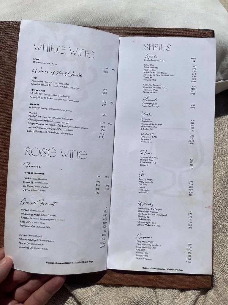 nikki beach ibiza bottle menu