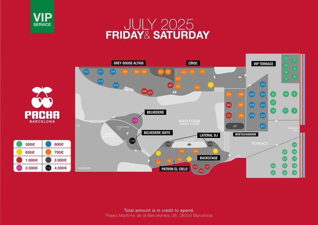 Pacha Ibiza Table Map