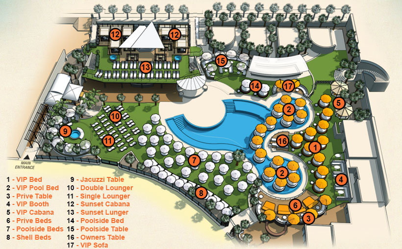 O Beach Ibiza Table Map