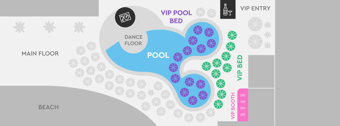 Ocean Beach Ibiza tables map