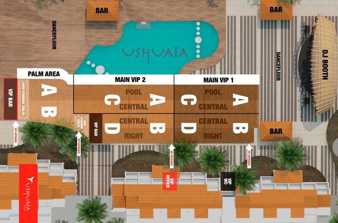 Ushuaïa tables map